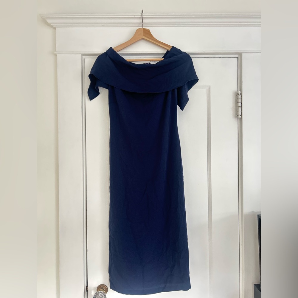 Ralph Lauren Purple Label Silk Shift Dress, Navy